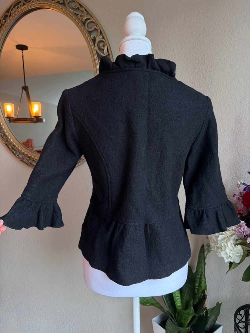 mac & jac Black Ruffle wool Jacket - Picture 4 of 6